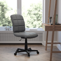 Flash Furniture GO-1691-1-GY-GG Mid-Back Gray Quilted Vinyl Swivel Task Office Chair